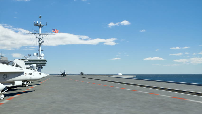 An unmanned drone (RQ-4) taking off from an aircraft carrier.