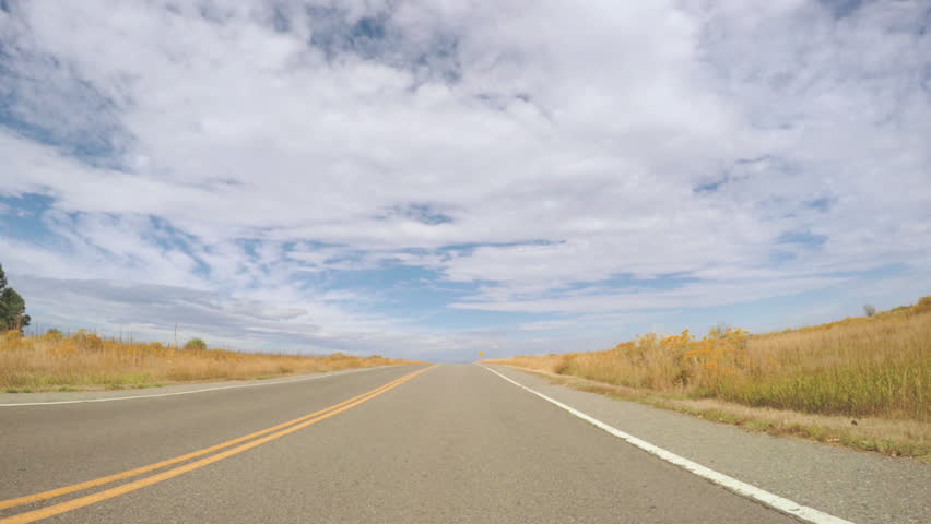 POV point of view- Driving through Cherry Creek State Park in Autumn.