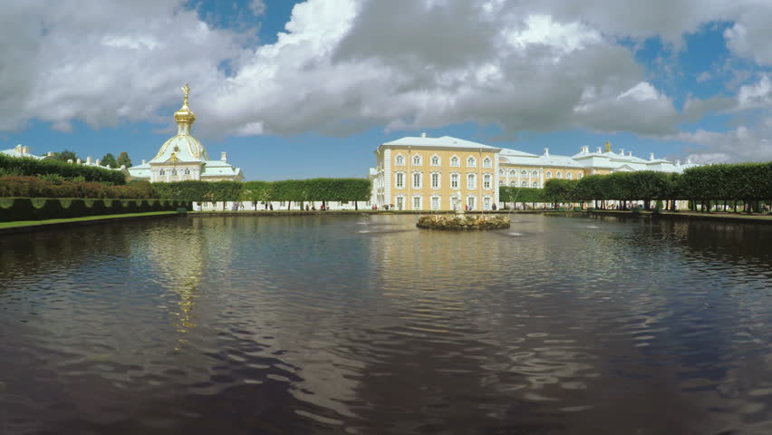 RUSSIA, SAINT PETERSBURG, JULY, 2016: Kolonistky park and pond in Peterhof, July 2016 in St Petersburg Russian Federation