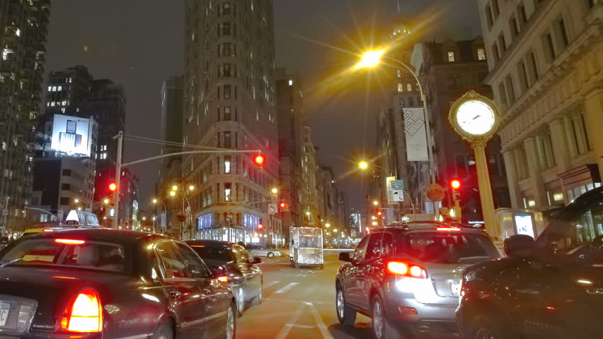 NEW YORK CITY - Feb 10: Timelapse of the Crossing at Flatiron Building at