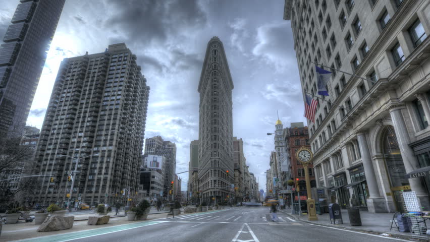 NEW YORK CITY - FEB 12: HDR Timelapse of the Crossing at Flatiron Building at