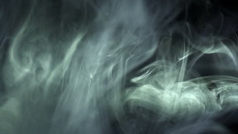3 in 1 video! The stream of thick fume on a black background. Slow motion capture