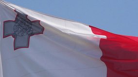 Malta Flag Waving in the Wind, Slow Motion