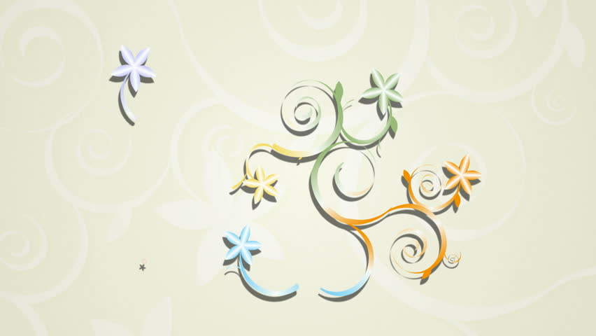 Floral animated illustration background. HD 1080.