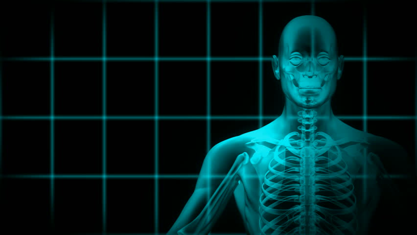 X-ray scanning man with body zoom - Blue. HD 1080. 3D 