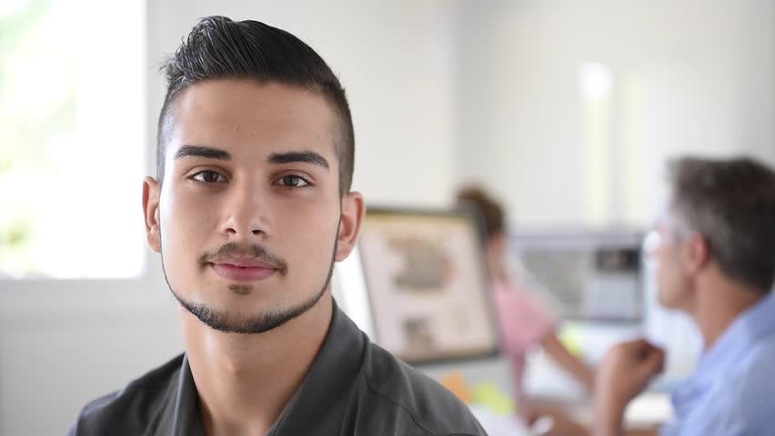Portrait of student in architecture training class
