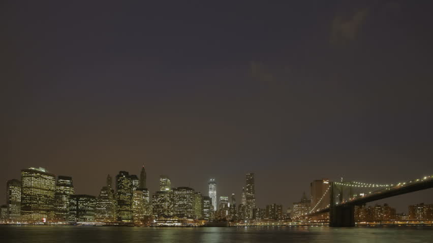 NEW YORK CITY  - Feb 10: New York City Brooklyn Bridge and Manhattan skyline