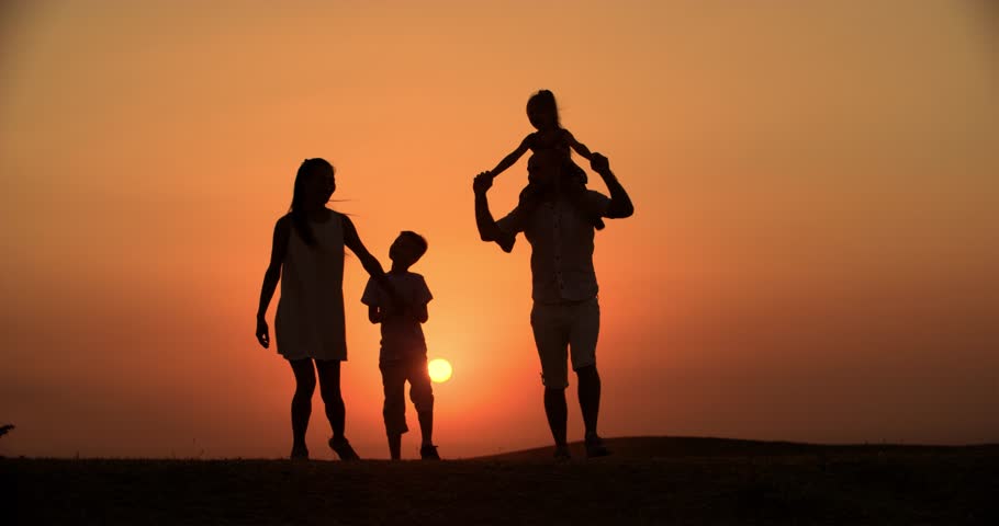 4k silhouette family father mother two Stock Footage Video (100% Royalty-free) 19892341 | Shutterstock