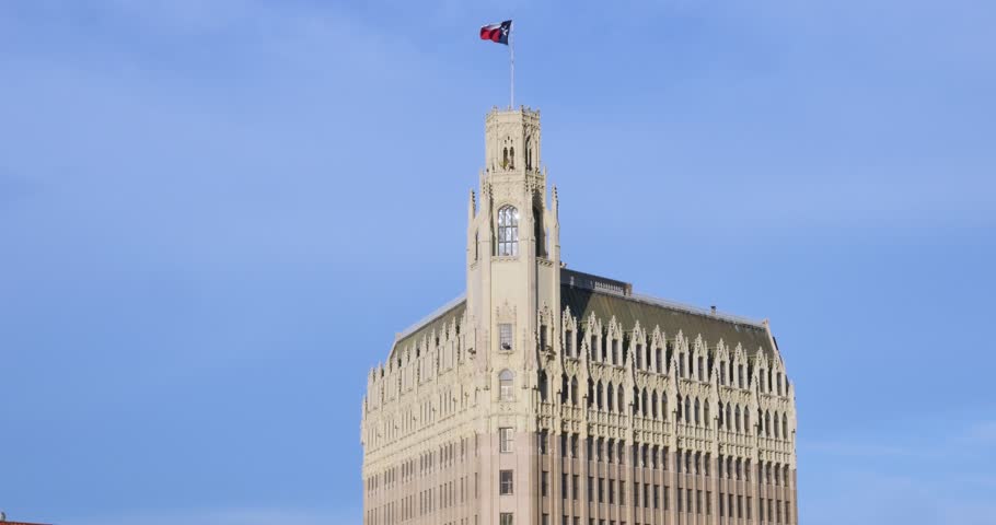 SAN ANTONIO, TEXAS - Circa September, 2016 - An establishing shot of the historic Emily Morgan Hotel in downtown San Antonio.  	