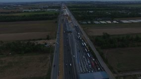aerial view of motorway and road construction at out skirt of bangkok thailand