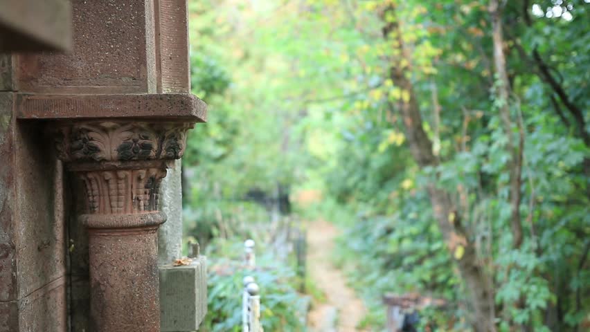 Marble column detail of old family crypt