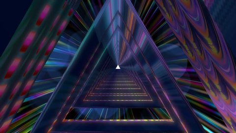 fantasy mystical triangle tunnel fly through Video stock