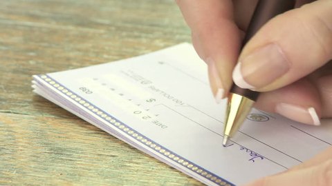 Writing a cheque for payment
