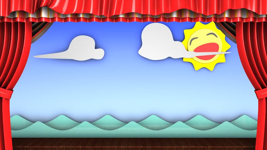 3d animation, Classic fun children's theater stage.