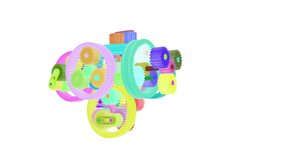 Colorful gears rotation. Full HD 3d render