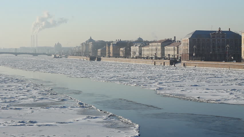 Neva river in winter, St. Petersburg, Russia   