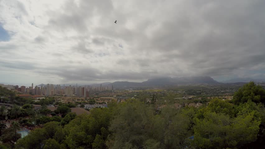 Timelapse of clouds over the mountain in Benidorm