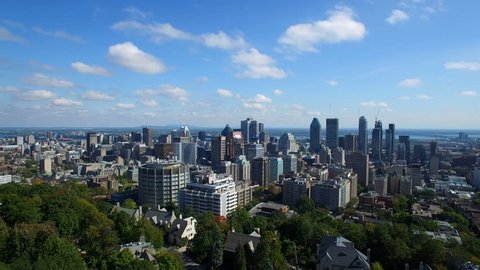 Aerial Footage of Montreal City Downtown in Quebec, Canada during Summer 2016 - Beautiful Nature/Civilization Contrast (4K UHD) 