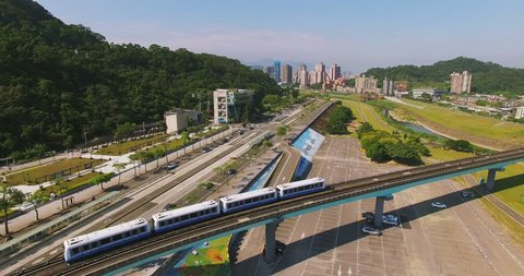 Aerial shot of the Taipei MRT is one of the best way to travel around the city.