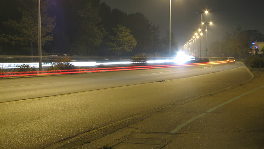 Highway night traffic time lapse sequence