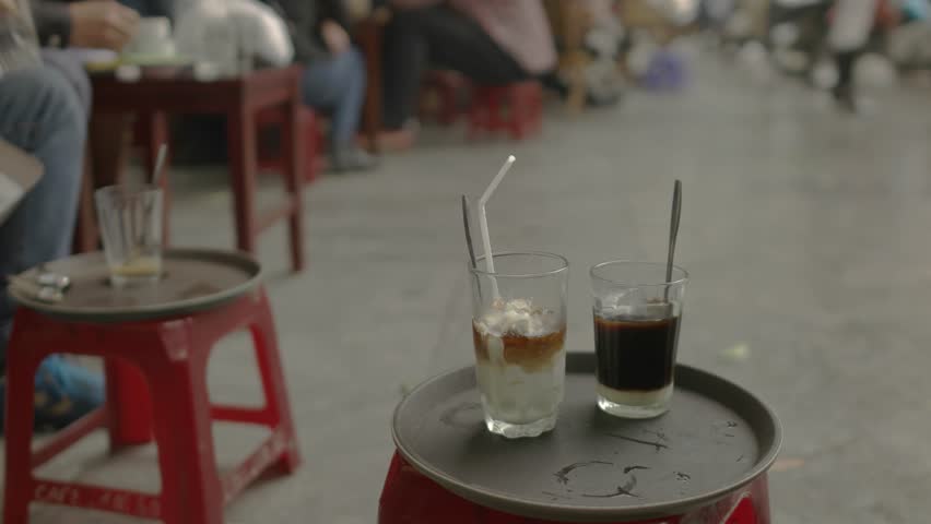 Vietnamese traditional coffee in old quater, Hoan Kiem District, Hanoi, Vietnam