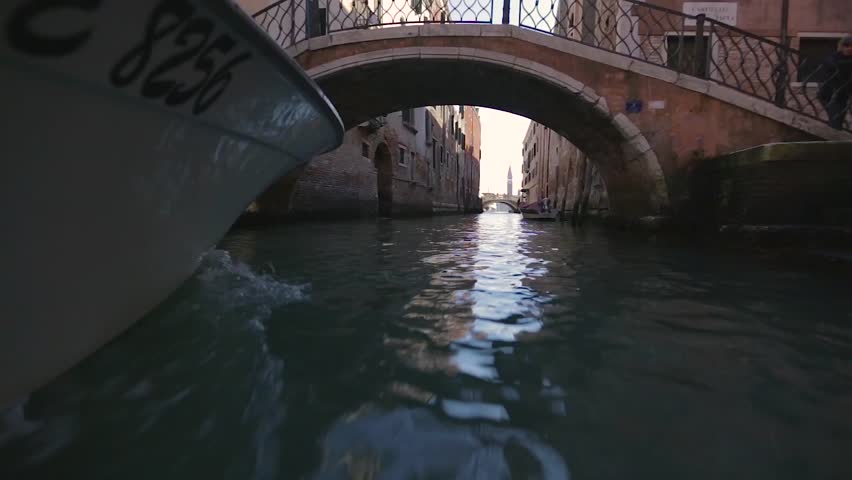 Venice, Italy; Canal and Gondolas 