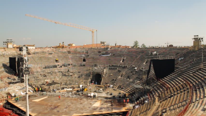 Italy Verona City Amphitheater Tilt Shift Timelapse