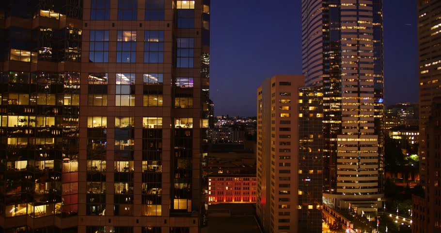 City Night Time Lapse, Landscape of Downtown Seattle, Washington 2