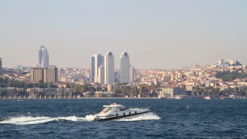 Istanbul Bosporus with cruising yacht in turkey
