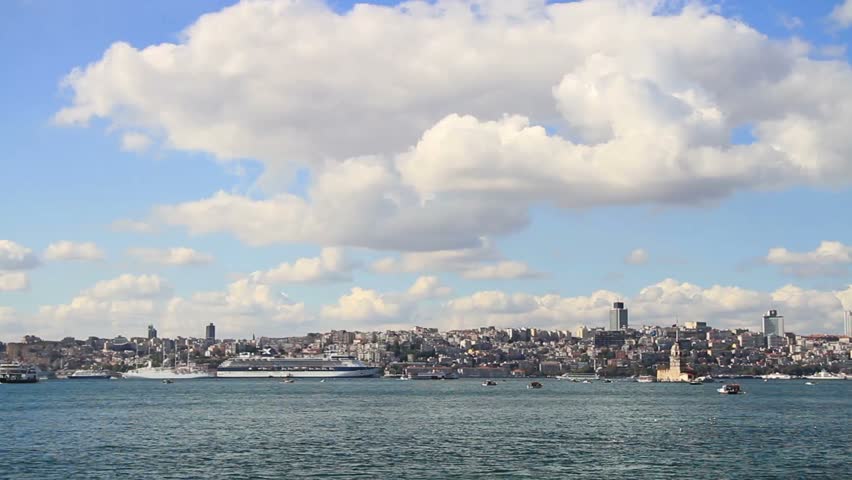 Istanbul under beautiful white clouds 
