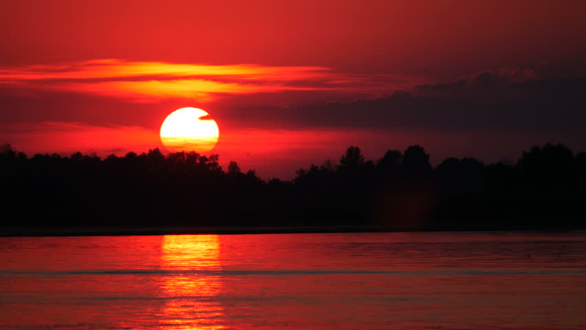 Colour Sunset Over The River
