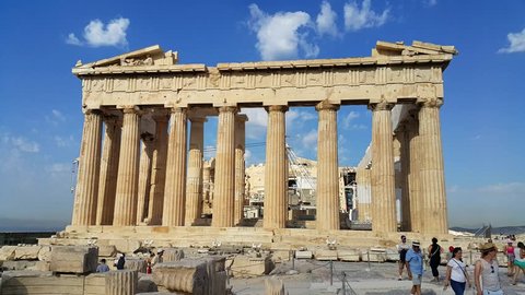 Athens, Greece: August 20, 2016: The Parthenon is a former temple that become one of the tourist attraction located on the Athenian Acropolis, Greece.