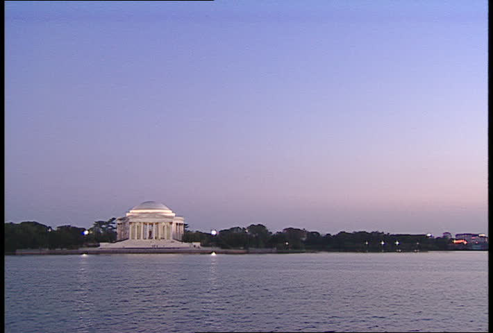 Jefferson Memorial across the Potomac River at sunset