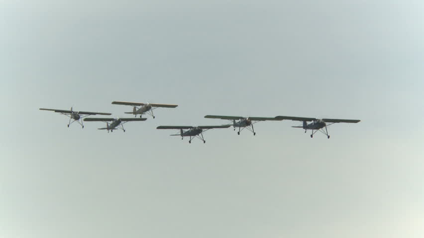 Formation of 6 Fieseler Storch flyby