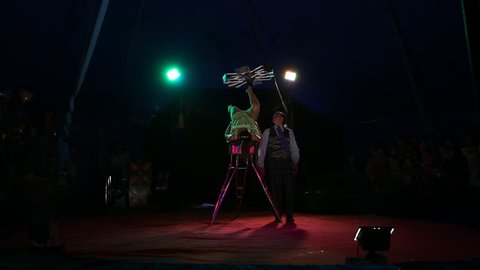 Glybokaya, Ukraine-March 27, 2016. Circus dance show