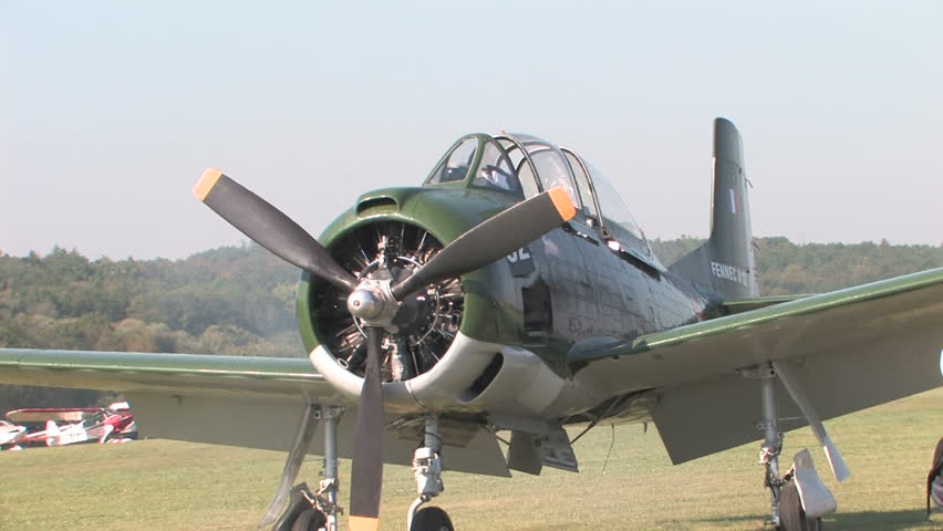 Yak3 starting engines on airfield
