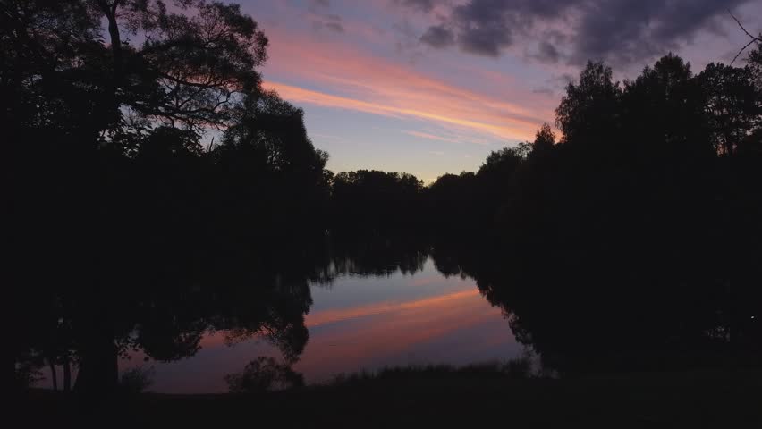 Sunset in the Woods by the river