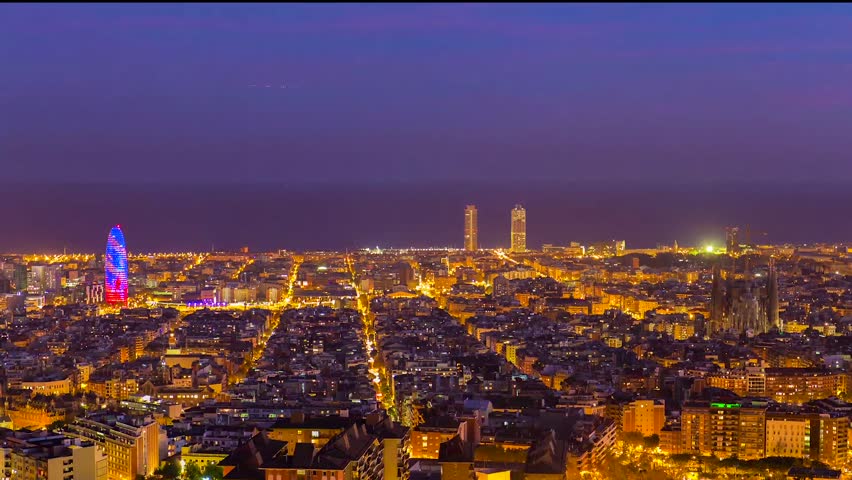 Barcelona day to night time lapse