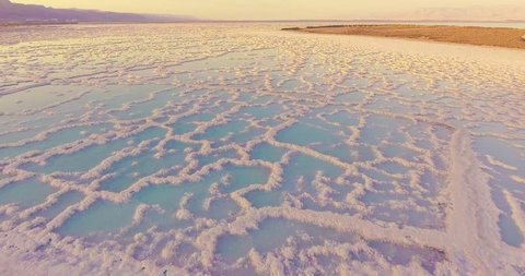 The beautiful salt background on the banks of the Dead Sea.       
