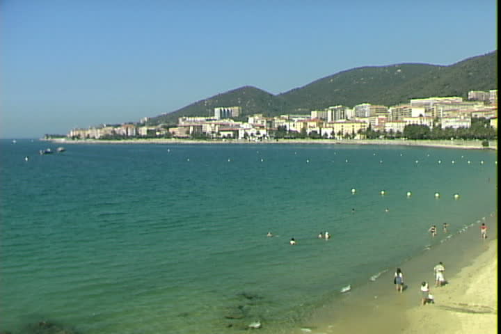 A beach town in Corsica