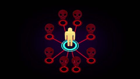 3D motion graphic animation of epidemic disease killing people or multi level marketing (MLM) referral network community is breaking off and people quit the business until bankrupt 4k (fast version)