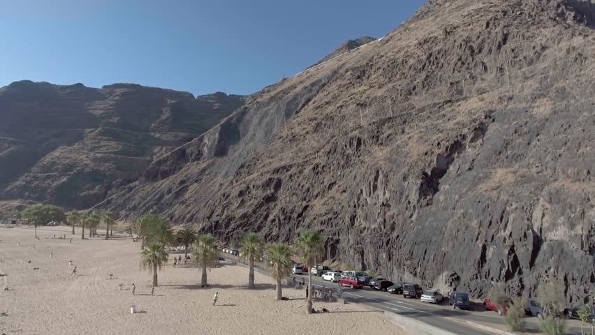 La Teresitas Beach in Santa Cruz de Tenerife, aerial view of Canary Islands, Spain.
