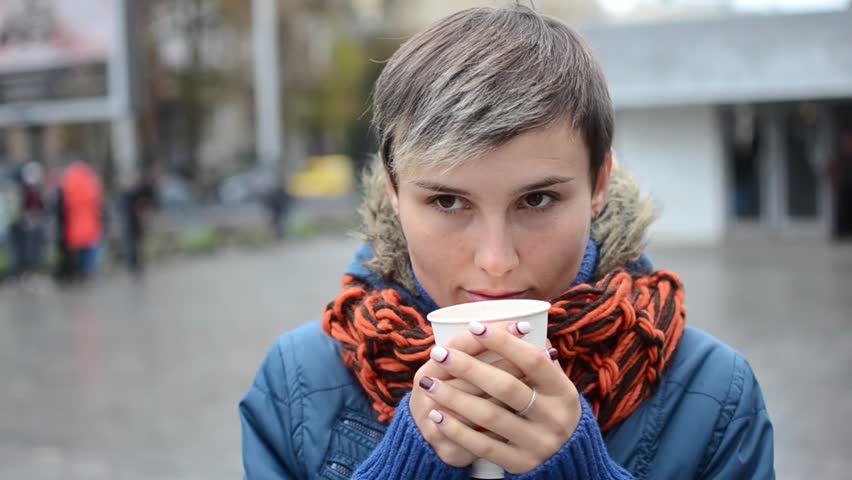 Woman Waiting Someone with Coffee