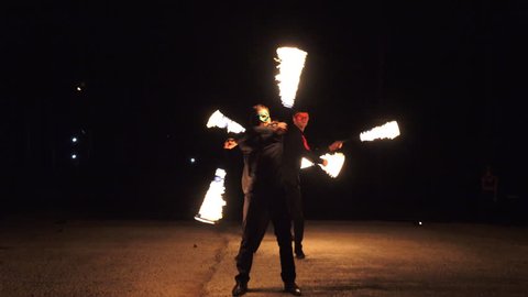 Fire Show Flaming Trails 스톡 비디오