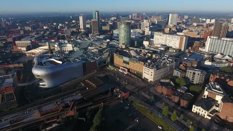 Aerial view of the bullring area of Birmingham in the UK.