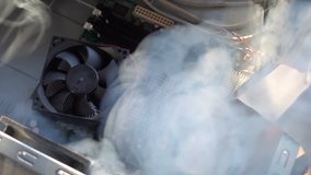 4k video of overheating electronic equipment