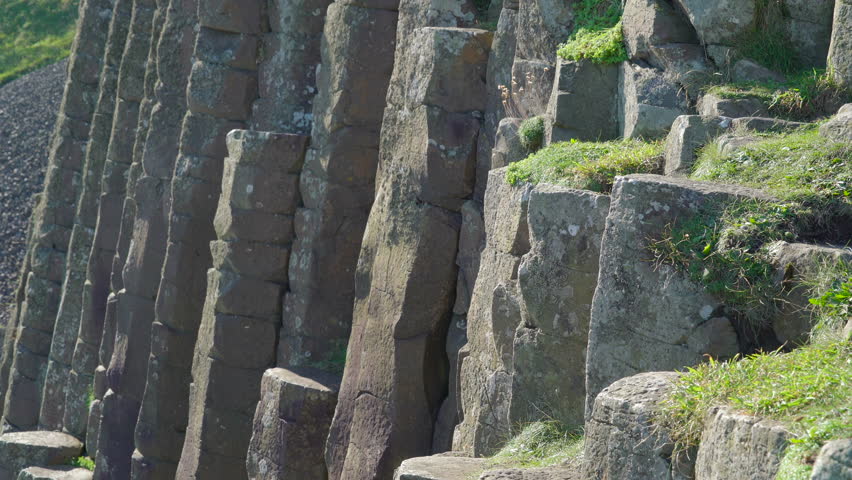 Some of the rock formations in the Giants Causeway it is the area where rock basalt formed from the volcanic eruption