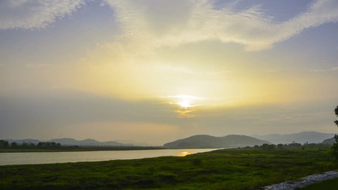 Republic of Korea Gumi Nakdong River Sunset / Sunset time-lapse / may 14, 2014