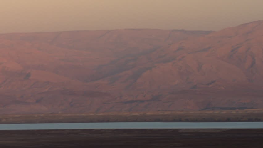 Mountains and the Dead Sea at sunset shot in Israel.