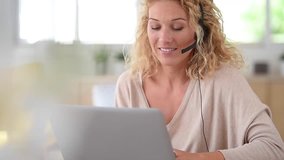 Woman working from home-office, telework